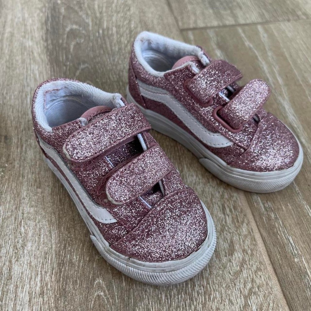 Vans Old Skool Pink Glitter Toddler Sneakers Size 5